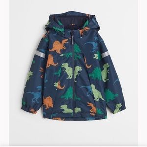 H&m water-repellent shell jacket navy blue dinosaurs 3/4T (2-4Y)